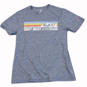 League Heather Blue Great Smoky Mtns Park Short Sleeve Tee with Stripes